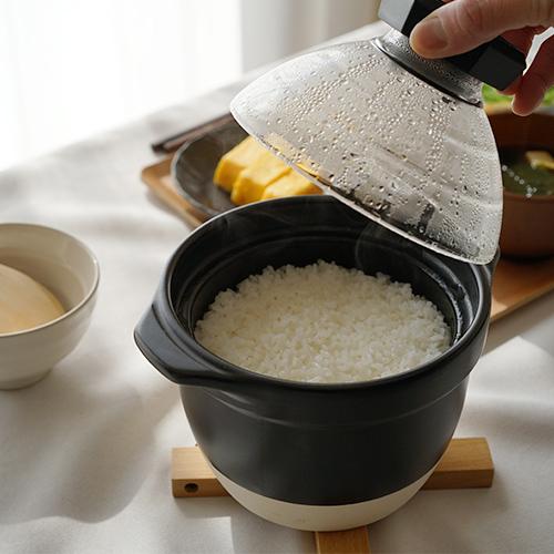 HARIO ハリオ フタがガラスのご飯釜1~2合 GNR-150-B-W 萬古焼 HARIO ハリオ フタがガラスのご飯釜1~2合 GNR-150-B-W 萬古焼
