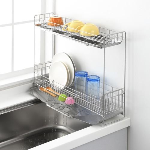 水切りラック　食器棚 水切りかご シンク上 水切り 2段K 楽天市場】【5%OFF&ポイント2倍】2段式 水切りラック 水切り シンク上