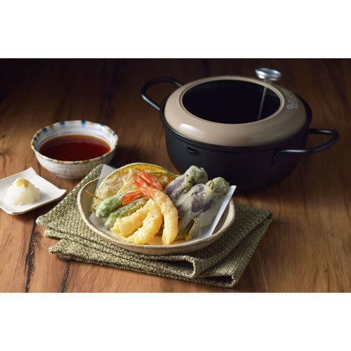 ヨシカワ グレージュ 温度計付天ぷら鍋 18cm 日本製 IH対応 1580ml