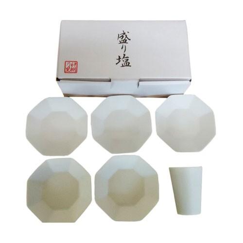 静岡木工 神棚用神具 八角盛り塩セット（八角皿5枚付き ） : webby