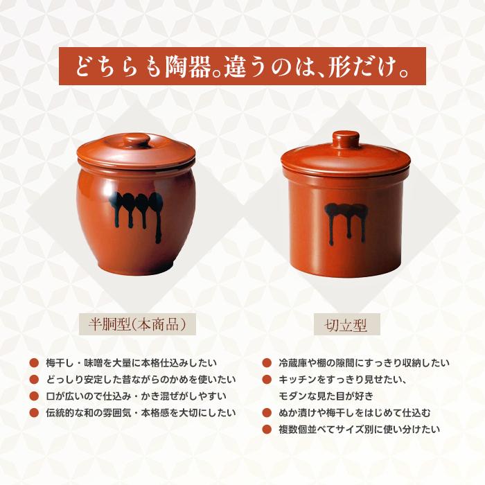 陶器 蓋付半胴かめ 5号 9.0L 漬物 味噌 梅干し ぬか床 らっきょう 発酵