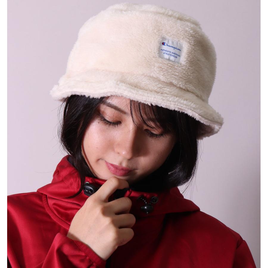 チャンピオン バケットハット フリース ボア レディース メンズ チケットネーム フリーサイズ CHAMPION バケハ 帽子 ハット ロゴ 刺繍 | Champion | 01