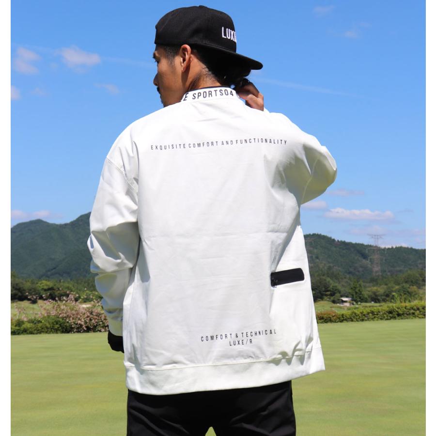 バリエーション追加 ゴルフウェア メンズ レディース 長袖 ラグジュ ゴルフ LUXE/R  GOLF ロゴ モックネック ゆったりサイズ ストレッチ  ユニセックス ロンT | LUXE/R | 05