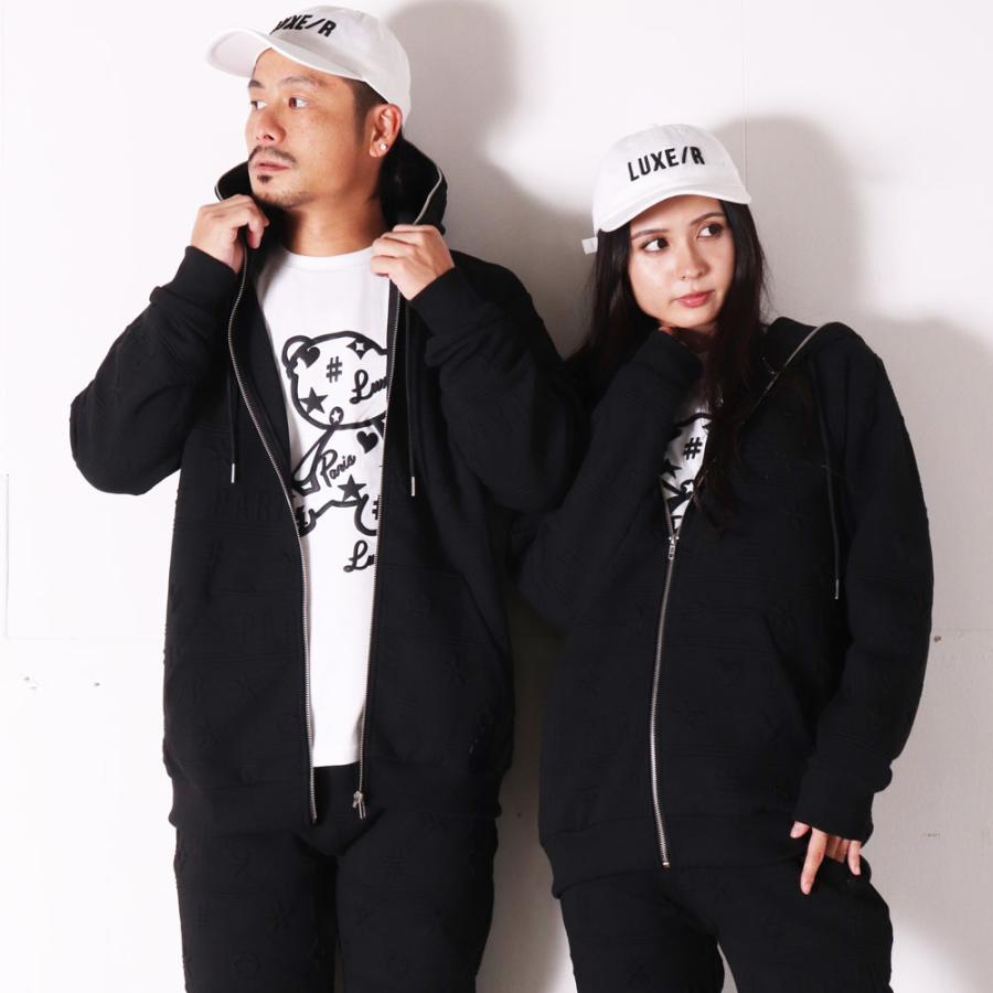 パーカー ジップアップ メンズ レディース 男女兼用 LUXE/R ラグジュ ふくれジャガード モノグラム 立体 セットアップ可能 | LUXE/R | 02