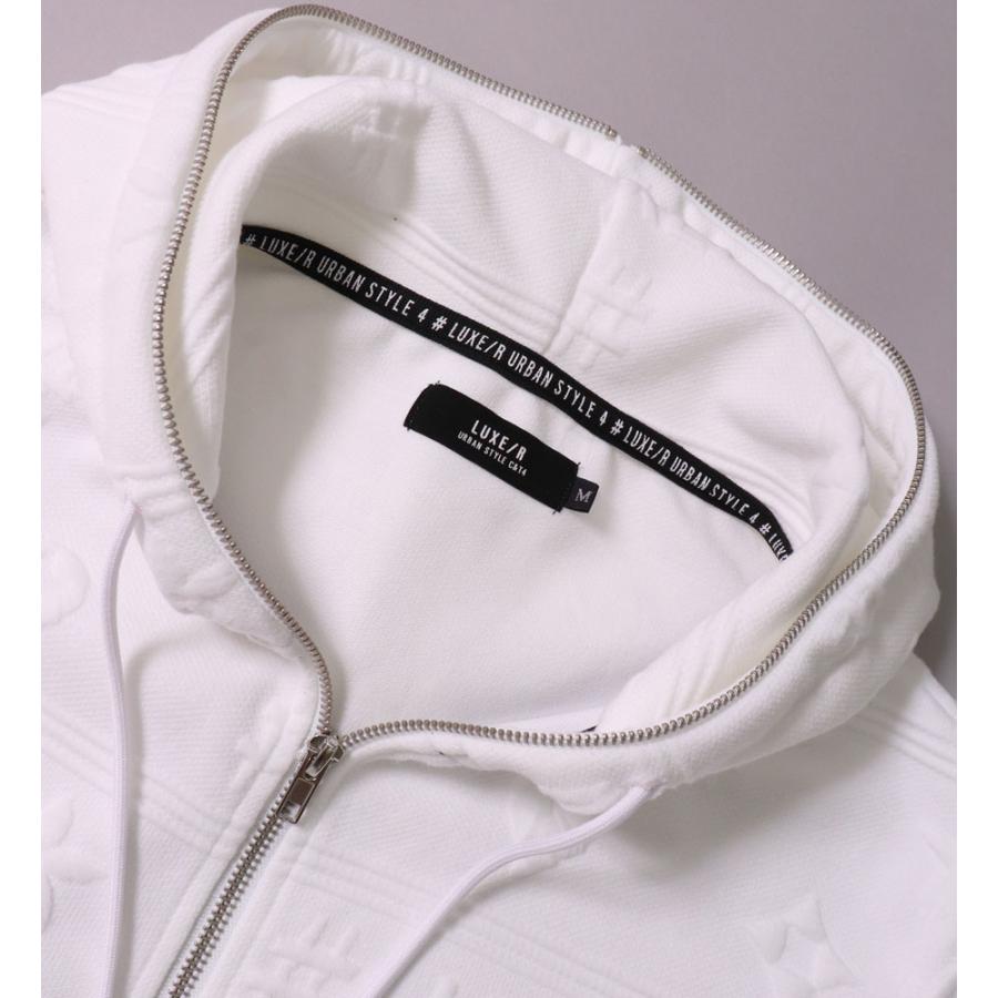 パーカー ジップアップ メンズ レディース 男女兼用 LUXE/R ラグジュ ふくれジャガード モノグラム 立体 セットアップ可能 | LUXE/R | 09