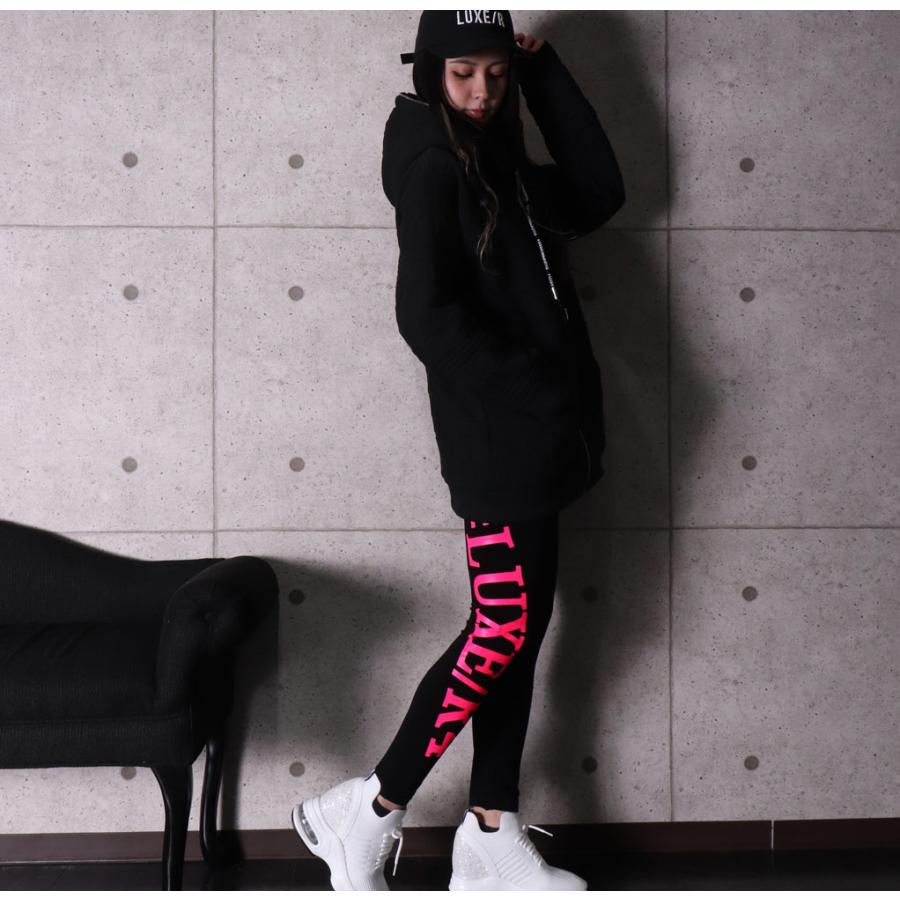 レギンス レディース  パンツ ストレッチ ジョガーパンツ ロゴプリント 蛍光プリント 黒 スキニー スリム  インナーでも ジム ヨガ ボトム オールシーズン | LUXE/R | 04