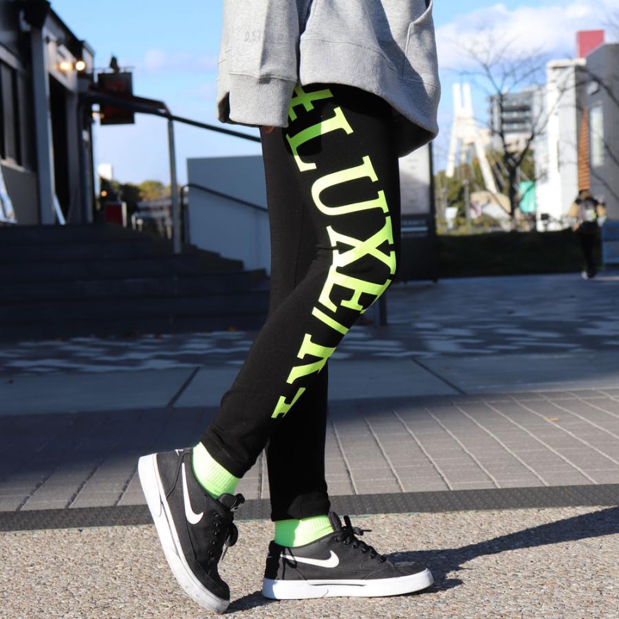 レギンス レディース  パンツ ストレッチ ジョガーパンツ ロゴプリント 蛍光プリント 黒 スキニー スリム  インナーでも ジム ヨガ ボトム オールシーズン | LUXE/R | 05