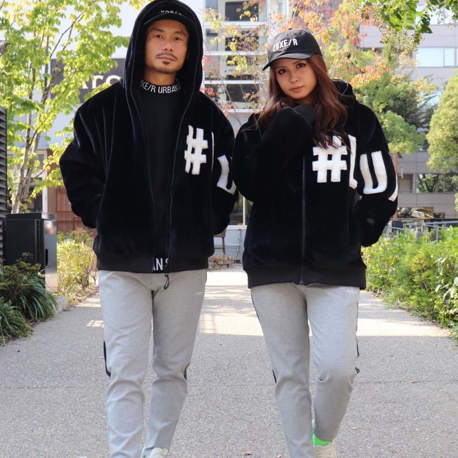 シャギー ボアジャケット フェイクファー メンズ レディース ブルゾン パーカー LUXE/R ラグジュスポーツ 男女兼用 ユニセックス ビッグロゴ | LUXE/R | 02