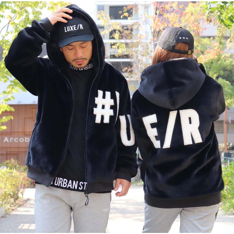 シャギー ボアジャケット フェイクファー メンズ レディース ブルゾン パーカー LUXE/R ラグジュスポーツ 男女兼用 ユニセックス ビッグロゴ | LUXE/R | 04
