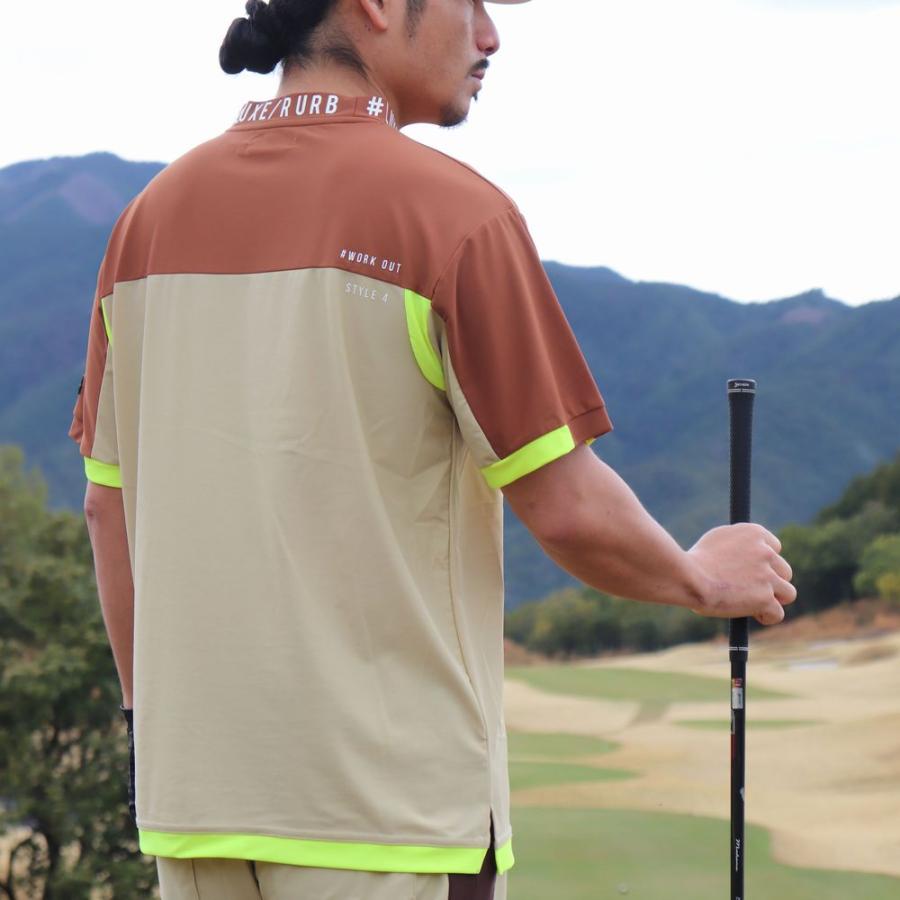 ゴルフウェア Tシャツ モックネック メンズ レディース 半袖 ラグジュゴルフ LUXE/R  GOLF ストレッチ  ジャージ  切り替え ロゴ プリント 大きいサイズ 2024 夏 | LUXE/R | 06