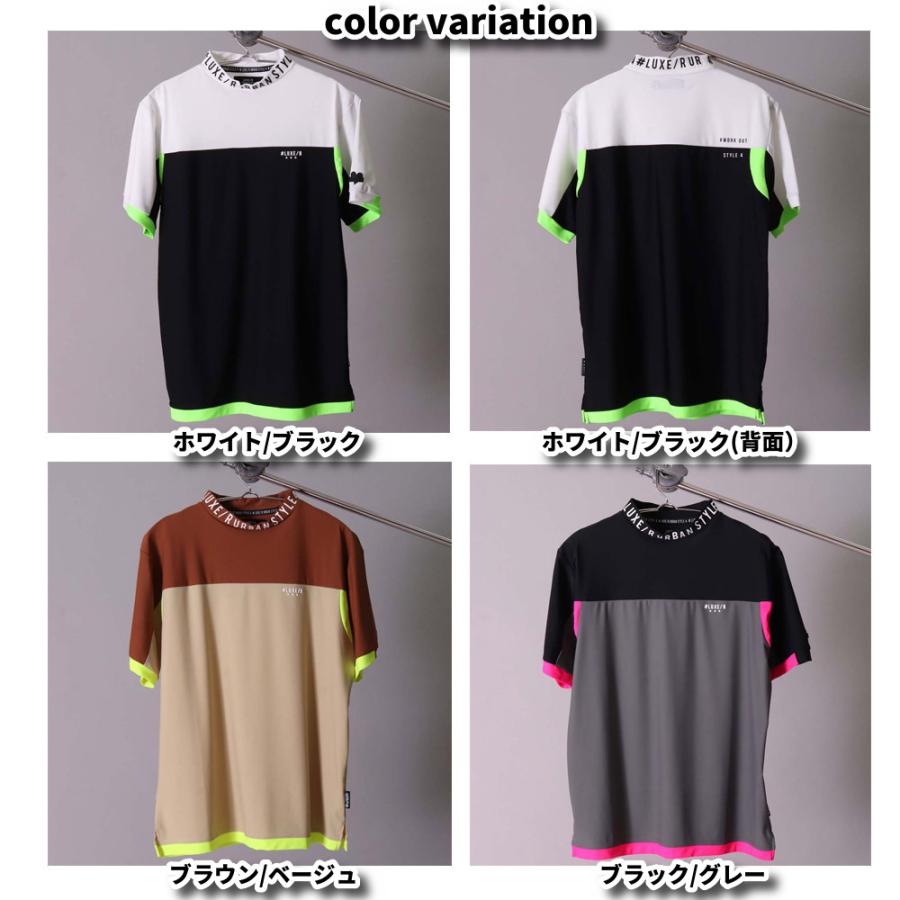 ゴルフウェア Tシャツ モックネック メンズ レディース 半袖 ラグジュゴルフ LUXE/R  GOLF ストレッチ  ジャージ  切り替え ロゴ プリント 大きいサイズ 2024 夏 | LUXE/R | 09