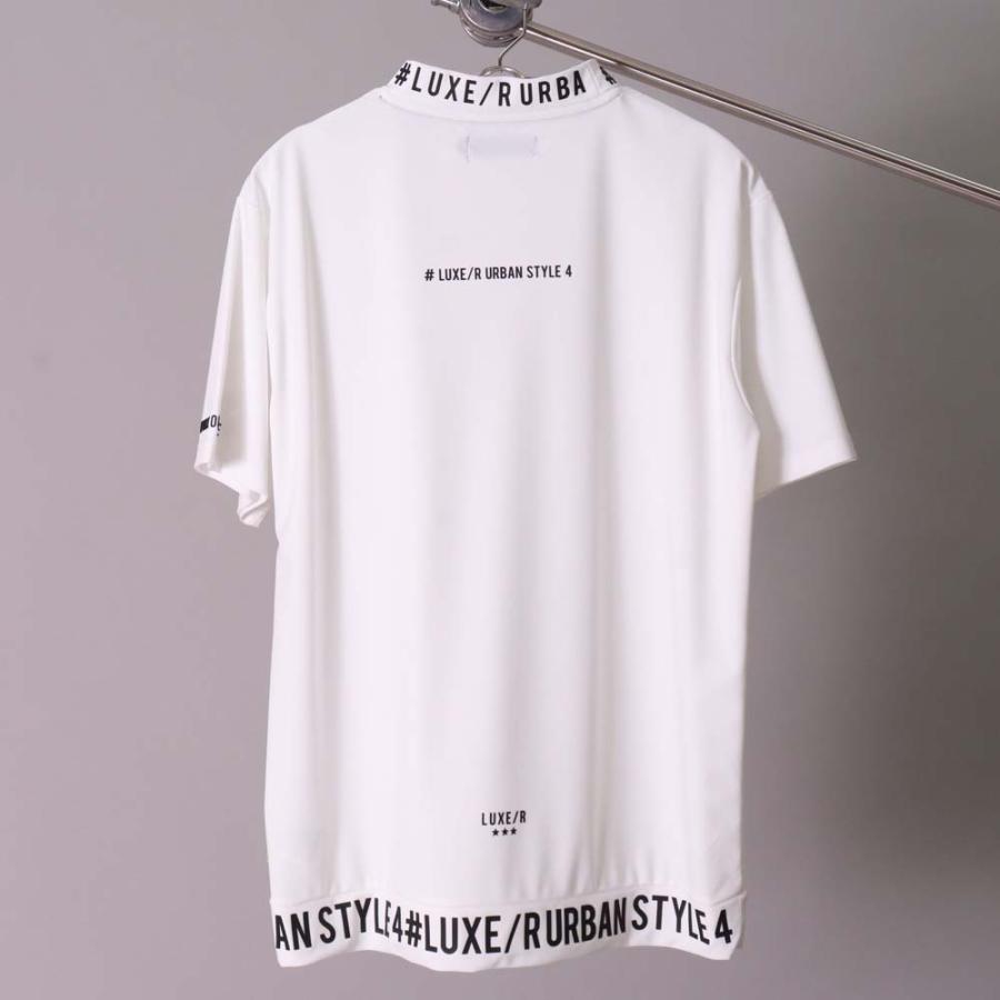 ゴルフウェア Tシャツ モックネック メンズ レディース 半袖 ラグジュゴルフ LUXE/R  GOLF ストレッチ スムース ジャージ  ロゴ プリント 大きいサイズ 再入荷 | LUXE/R | 10