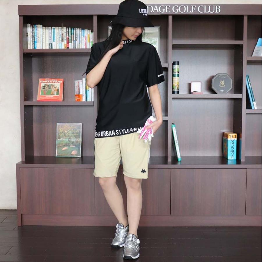 ゴルフウェア Tシャツ モックネック メンズ レディース 半袖 ラグジュゴルフ LUXE/R  GOLF ストレッチ スムース ジャージ  ロゴ プリント 大きいサイズ 再入荷 | LUXE/R | 03