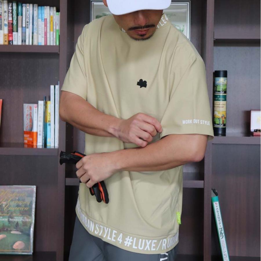 ゴルフウェア Tシャツ モックネック メンズ レディース 半袖 ラグジュゴルフ LUXE/R  GOLF ストレッチ スムース ジャージ  ロゴ プリント 大きいサイズ 再入荷 | LUXE/R | 04