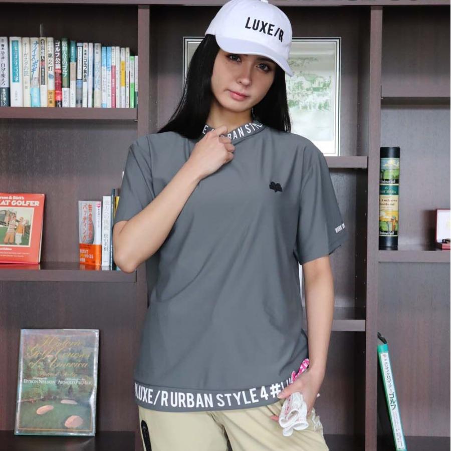 ゴルフウェア Tシャツ モックネック メンズ レディース 半袖 ラグジュゴルフ LUXE/R  GOLF ストレッチ スムース ジャージ  ロゴ プリント 大きいサイズ 再入荷 | LUXE/R | 05