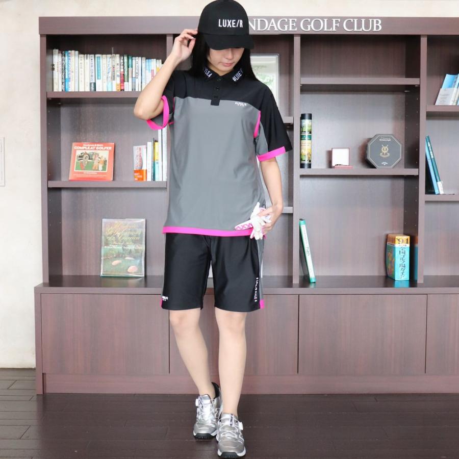 ゴルフウェア ポロシャツ メンズ レディース スムース ストレッチ 半袖 ラグジュゴルフ LUXE/R GOLF  2024 夏 大きいサイズあり 接触冷感 吸水速乾 | LUXE/R | 01
