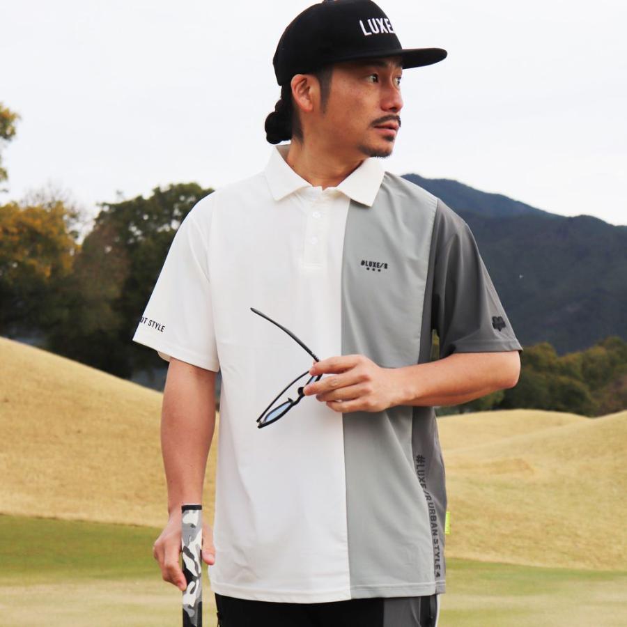 ゴルフウェア ポロシャツ メンズ レディース スムース ストレッチ 半袖 ラグジュゴルフ LUXE/R GOLF  タテ切り替え 2024 夏 大きいサイズあり | LUXE/R | 04