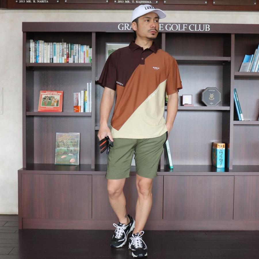 ゴルフウェア ポロシャツ メンズ レディース スムース ストレッチ 半袖 ラグジュゴルフ LUXE/R GOLF  ななめ切り替え 2024 夏 大きいサイズあり | LUXE/R | 02