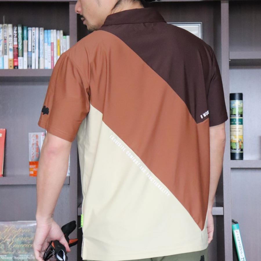 ゴルフウェア ポロシャツ メンズ レディース スムース ストレッチ 半袖 ラグジュゴルフ LUXE/R GOLF  ななめ切り替え 2024 夏 大きいサイズあり | LUXE/R | 04