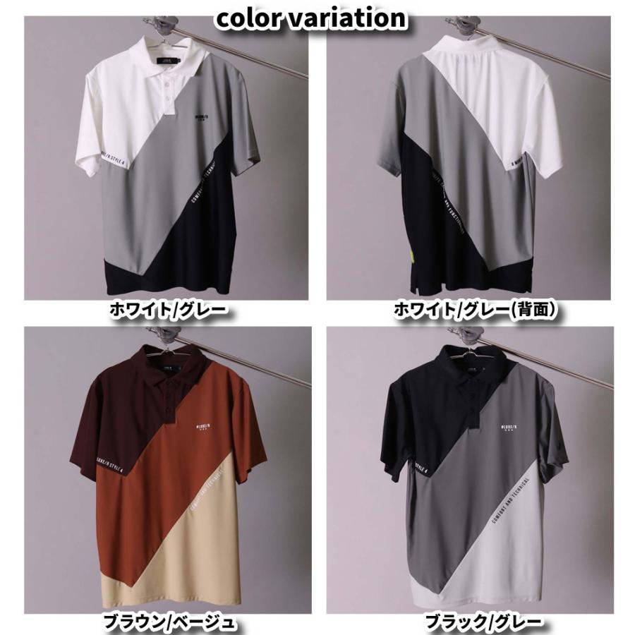 ゴルフウェア ポロシャツ メンズ レディース スムース ストレッチ 半袖 ラグジュゴルフ LUXE/R GOLF  ななめ切り替え 2024 夏 大きいサイズあり | LUXE/R | 07