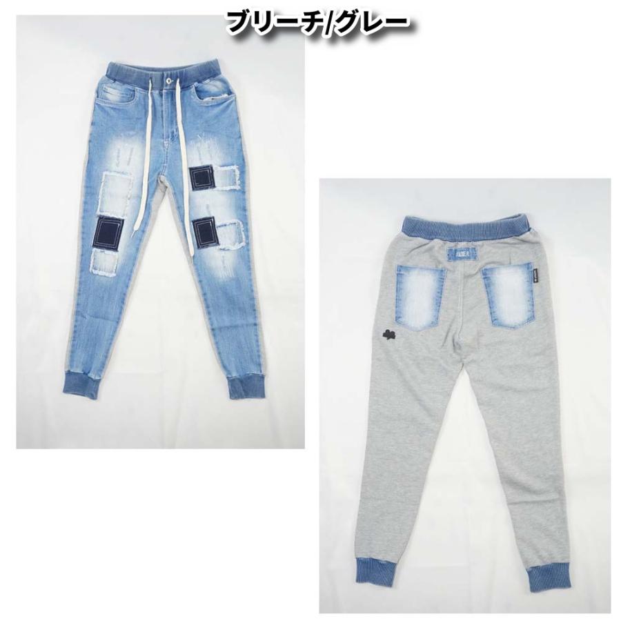 LUXE/R ラグジュ ジョガーパンツ メンズ レディース デニム スウェット 切り替え ストレッチ スキニー ジーンズ クラッシュ ダメージ リメイク  男女兼用 M L XL | LUXE/R | 12