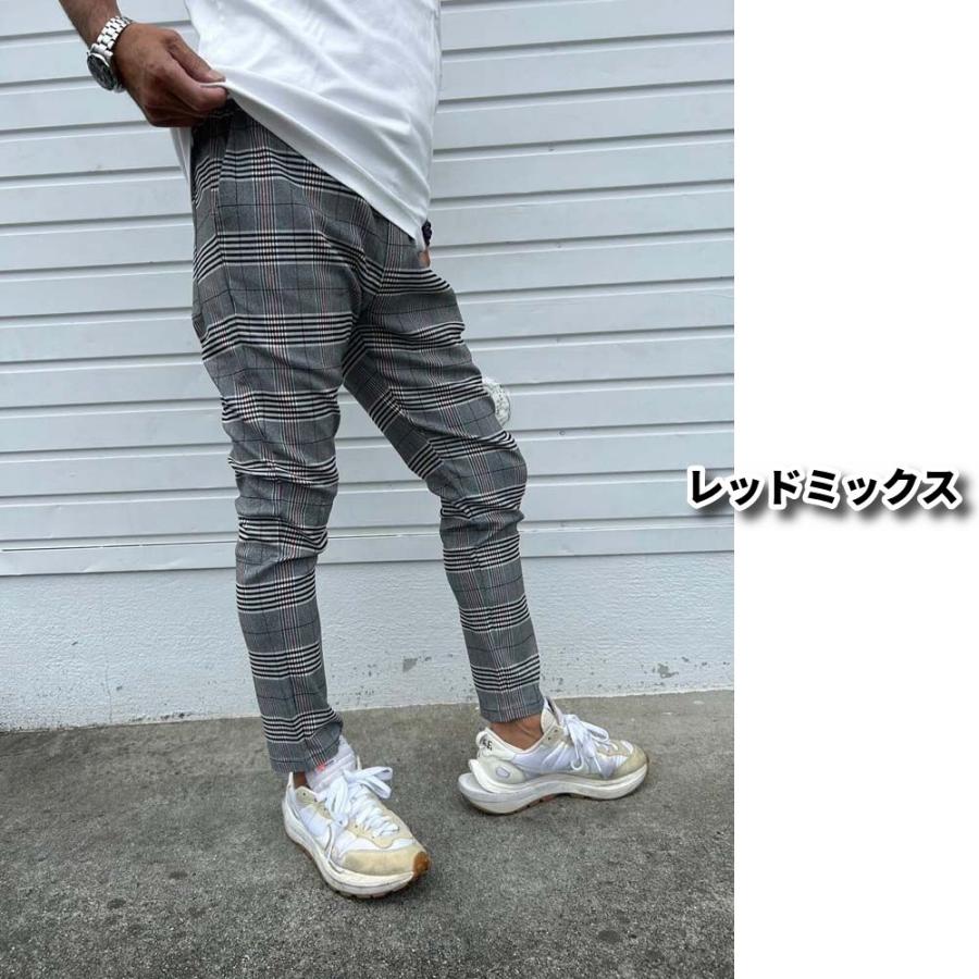 ゴルフウェア チェックパンツ グレンチェック メンズ レディース 男女兼用 ストレッチ スキニー スリム ラグジュゴルフ LUXE/R GOLF オールシーズン対応 | LUXE/R | 03