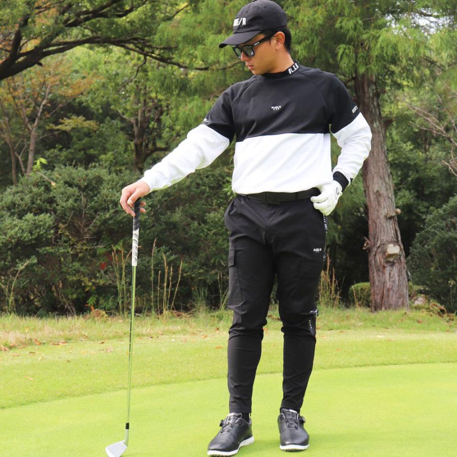 ゴルフウェア Tシャツ メンズ レディース 長袖 ラグジュ ゴルフ LUXE/R  GOLF バイカラー モックネック 24年秋冬 ストレッチ スムース 大きいサイズ | LUXE/R | 01