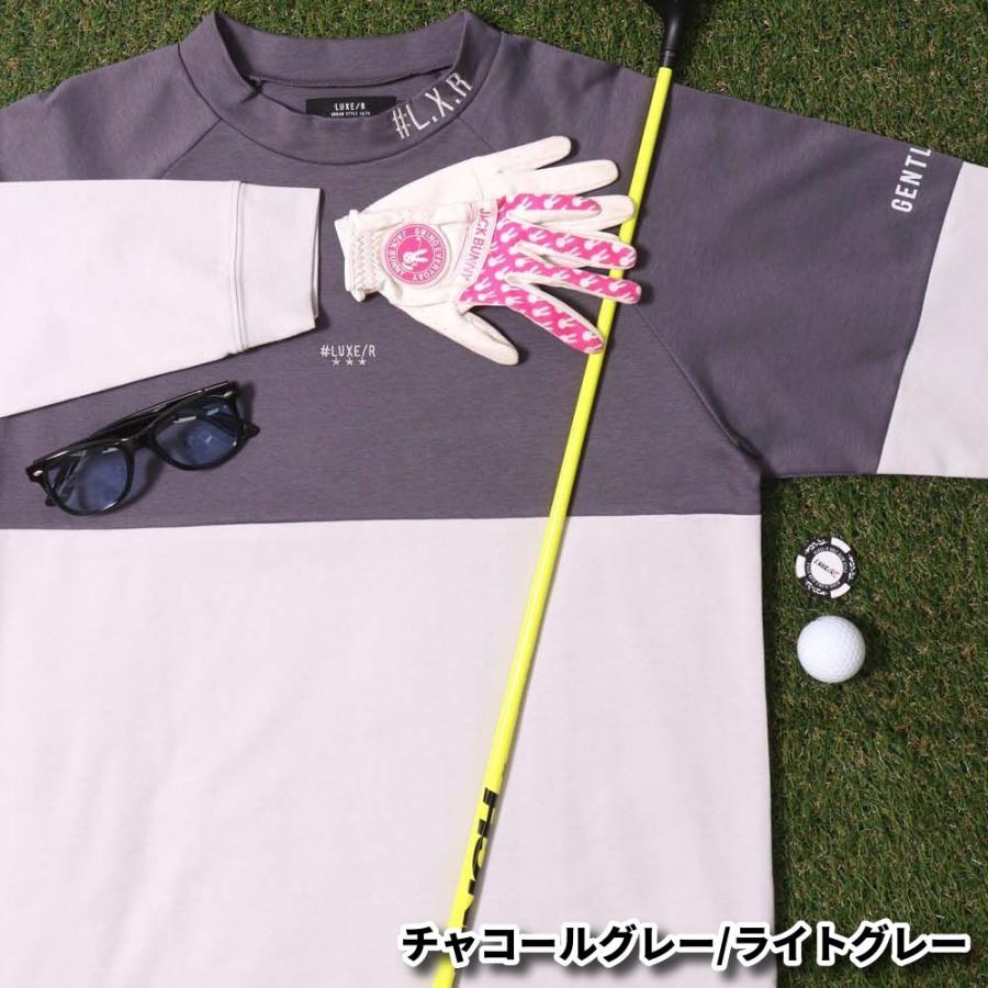 ゴルフウェア Tシャツ メンズ レディース 長袖 ラグジュ ゴルフ LUXE/R  GOLF バイカラー モックネック 24年秋冬 ストレッチ スムース 大きいサイズ | LUXE/R | 06