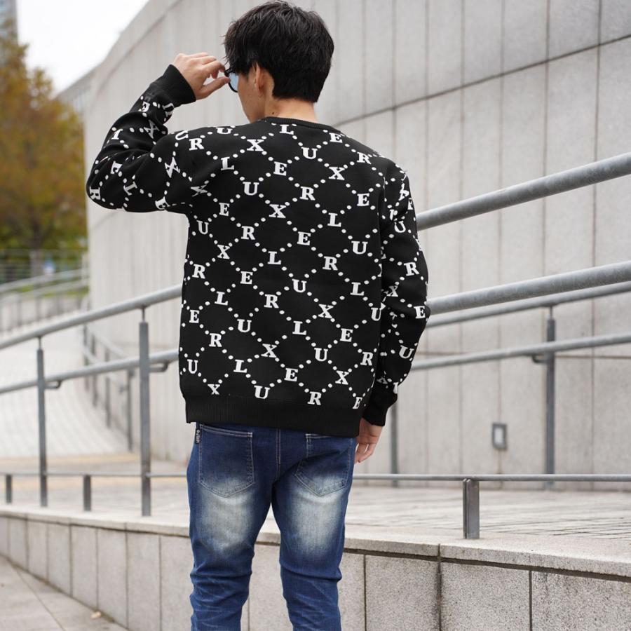 セーター ニット メンズ レディース 男女兼用 モノグラム ジャガード ロゴ LUXE/R ラグジュ 丸首 ラグジュアリー スポーツ  M L XL ゴルフ | LUXE/R | 02