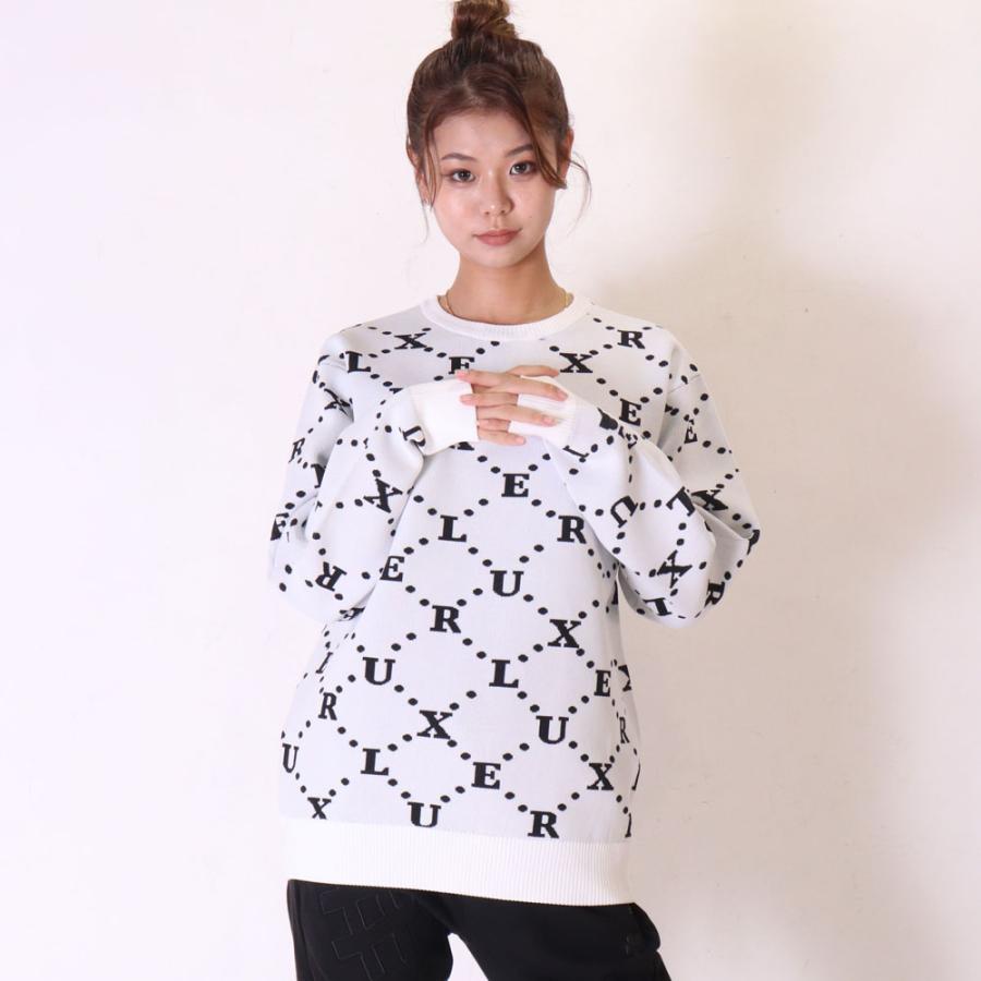 セーター ニット メンズ レディース 男女兼用 モノグラム ジャガード ロゴ LUXE/R ラグジュ 丸首 ラグジュアリー スポーツ  M L XL ゴルフ | LUXE/R | 04
