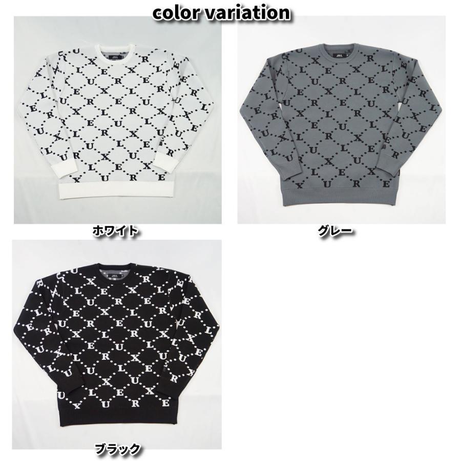 セーター ニット メンズ レディース 男女兼用 モノグラム ジャガード ロゴ LUXE/R ラグジュ 丸首 ラグジュアリー スポーツ  M L XL ゴルフ | LUXE/R | 07