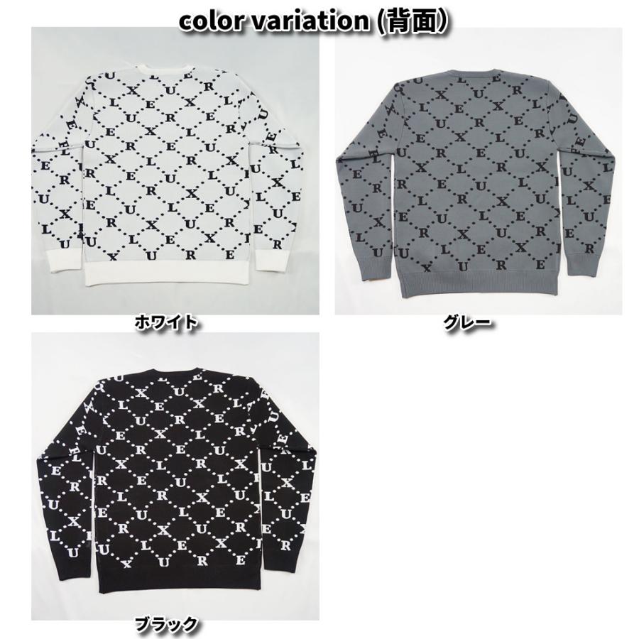 セーター ニット メンズ レディース 男女兼用 モノグラム ジャガード ロゴ LUXE/R ラグジュ 丸首 ラグジュアリー スポーツ  M L XL ゴルフ | LUXE/R | 08