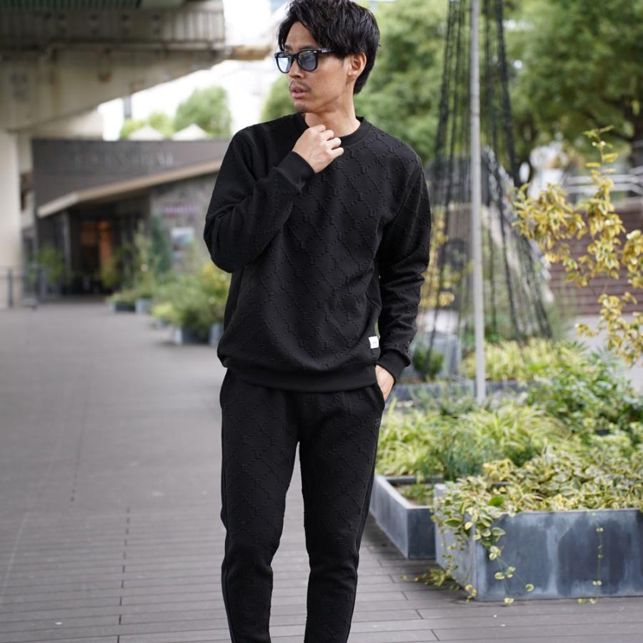 スウェット トレーナー 長袖  メンズ レディース ユニセックス  ふくれジャガード モノグラム ラグジュベア  スポーツ ストレッチ ラグジュ LUXE/R M L XL | LUXE/R | 02