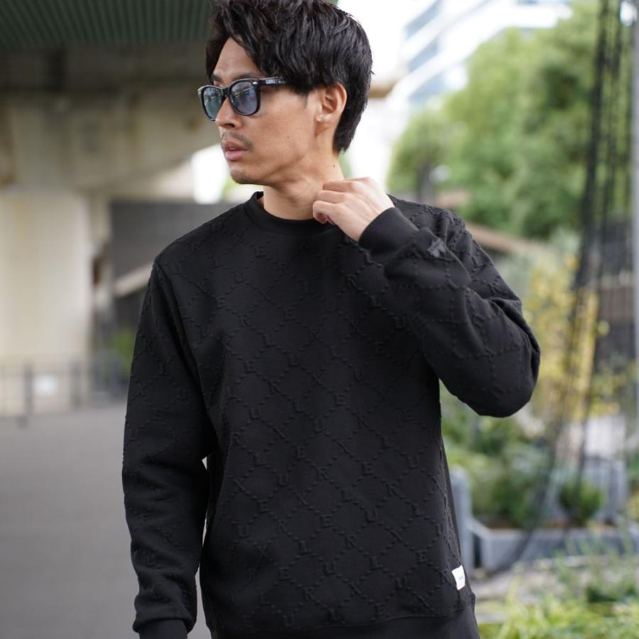 スウェット トレーナー 長袖  メンズ レディース ユニセックス  ふくれジャガード モノグラム ラグジュベア  スポーツ ストレッチ ラグジュ LUXE/R M L XL | LUXE/R | 05