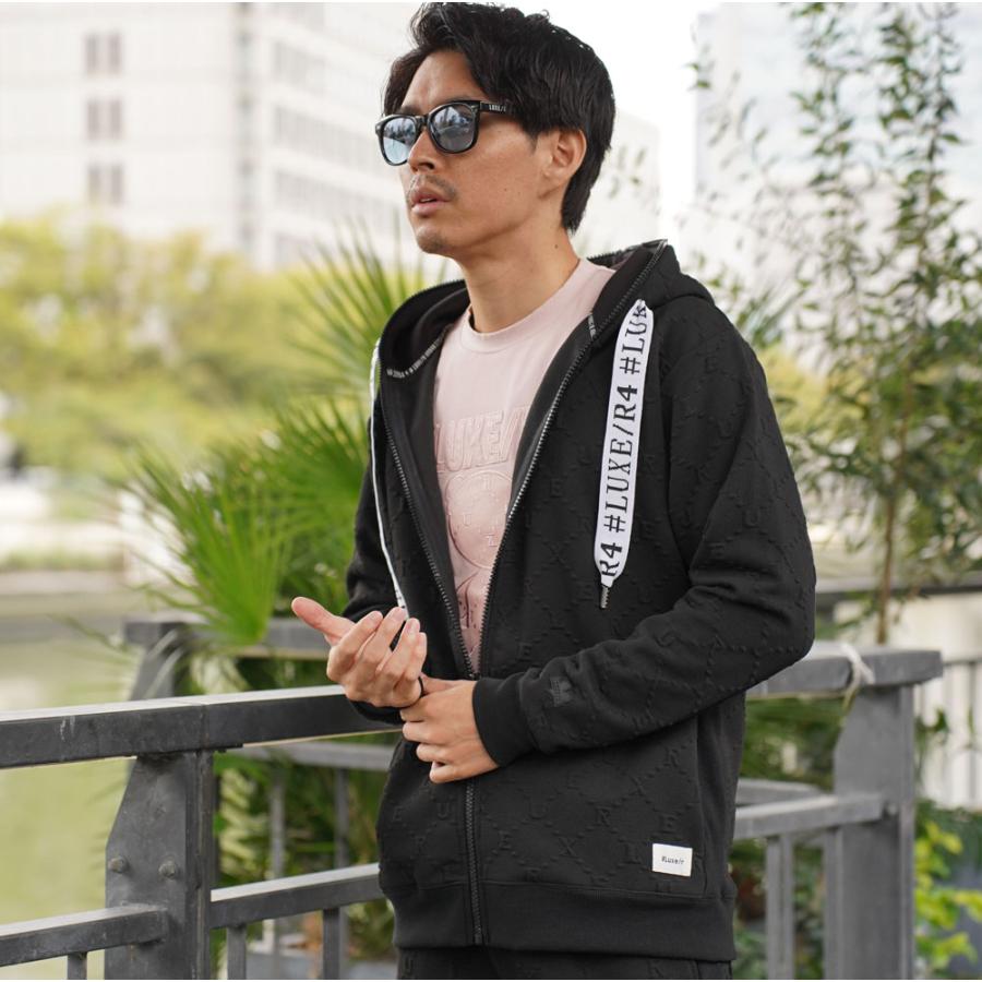 パーカー メンズ レディース 男女兼用 ユニセックス ストレッチ ふくれジャガード 型押し ジップアップ ラグジュ LUXE/R M L XL セットアップ可能 | LUXE/R | 05