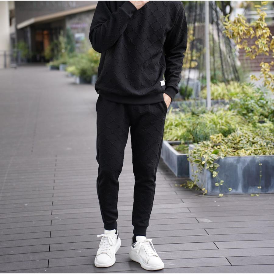 スウェットパンツ メンズ レディース 男女兼用 ジャージパンツ ジョガーパンツ ふくれジャガード モノグラム  ストレッチ LUXE/R ラグジュ セットアップ可能 | LUXE/R | 02