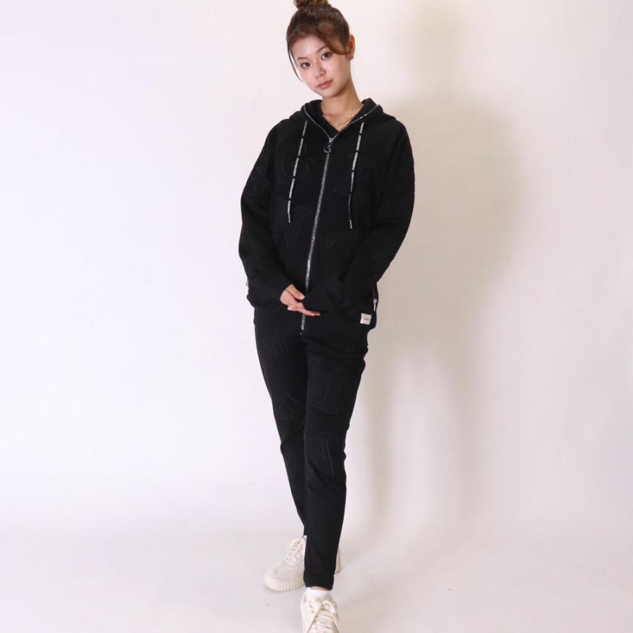 パーカー メンズ レディース 男女兼用  ストレッチ ポリスウェード ジップアップ ラインストーンジップ ラグジュ LUXE/R M L XL セットアップ可能 | LUXE/R | 03