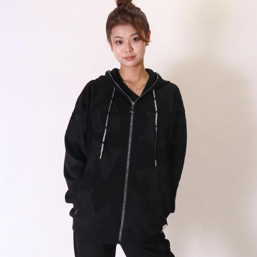 パーカー メンズ レディース 男女兼用  ストレッチ ポリスウェード ジップアップ ラインストーンジップ ラグジュ LUXE/R M L XL セットアップ可能 | LUXE/R | 06