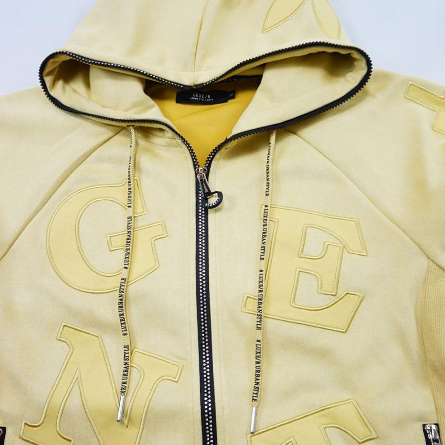 パーカー メンズ レディース 男女兼用  ストレッチ ポリスウェード ジップアップ ラインストーンジップ ラグジュ LUXE/R M L XL セットアップ可能 | LUXE/R | 08