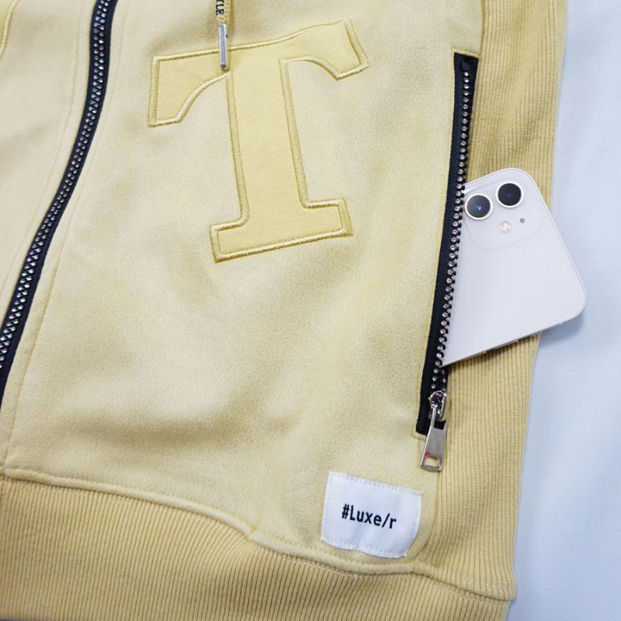 パーカー メンズ レディース 男女兼用  ストレッチ ポリスウェード ジップアップ ラインストーンジップ ラグジュ LUXE/R M L XL セットアップ可能 | LUXE/R | 09