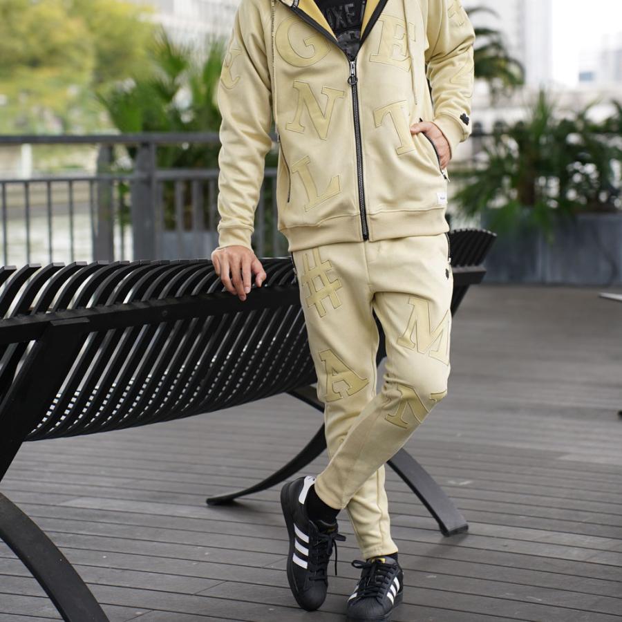 スウェットパンツ メンズ レディース ジャージパンツ ポリスウェード ストレッチ ロゴワッペン  ラインストーンジップ LUXE/R ラグジュ セットアップ可能 | LUXE/R | 02