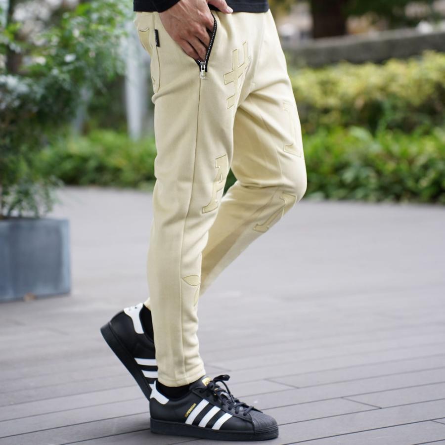 スウェットパンツ メンズ レディース ジャージパンツ ポリスウェード ストレッチ ロゴワッペン  ラインストーンジップ LUXE/R ラグジュ セットアップ可能 | LUXE/R | 05