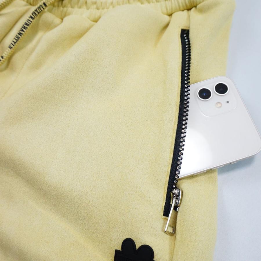 スウェットパンツ メンズ レディース ジャージパンツ ポリスウェード ストレッチ ロゴワッペン  ラインストーンジップ LUXE/R ラグジュ セットアップ可能 | LUXE/R | 08