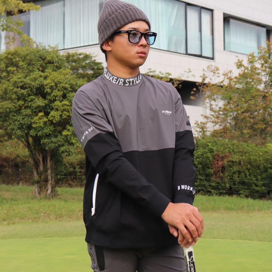 ラグジュゴルフ LUXE/R  GOLF ゴルフウェア メンズ レディース 長袖 切り替え モックネック 撥水加工 ストレッチ ブロード ユニセックス ロンT ゆったりサイズ | LUXE/R | 02