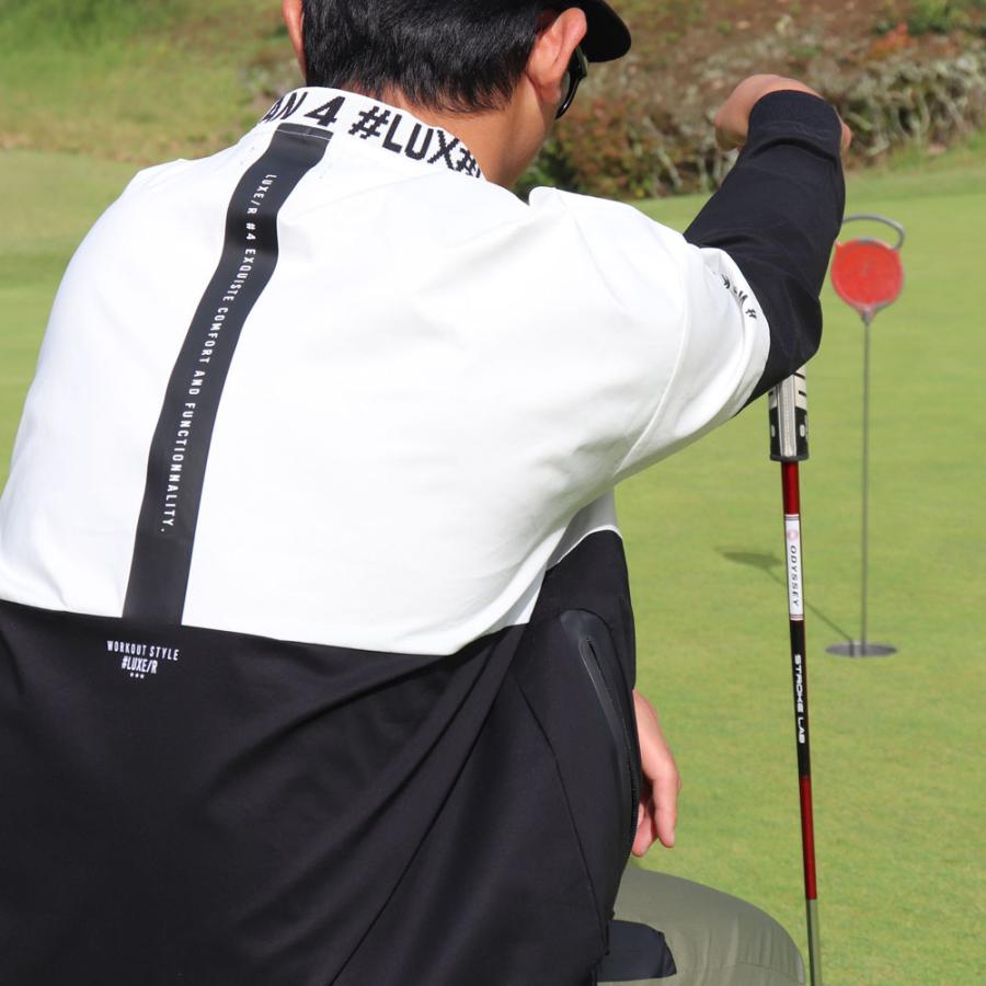 ラグジュゴルフ LUXE/R  GOLF ゴルフウェア メンズ レディース 長袖 切り替え モックネック 撥水加工 ストレッチ ブロード ユニセックス ロンT ゆったりサイズ | LUXE/R | 03