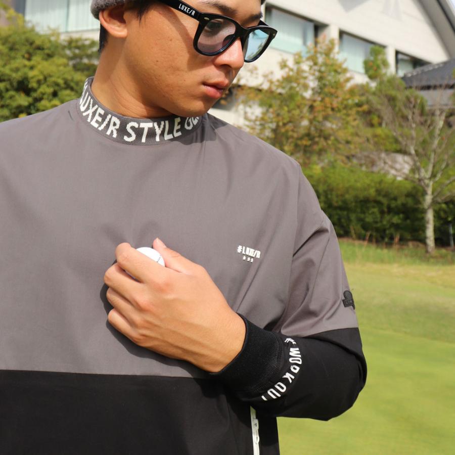 ラグジュゴルフ LUXE/R  GOLF ゴルフウェア メンズ レディース 長袖 切り替え モックネック 撥水加工 ストレッチ ブロード ユニセックス ロンT ゆったりサイズ | LUXE/R | 04