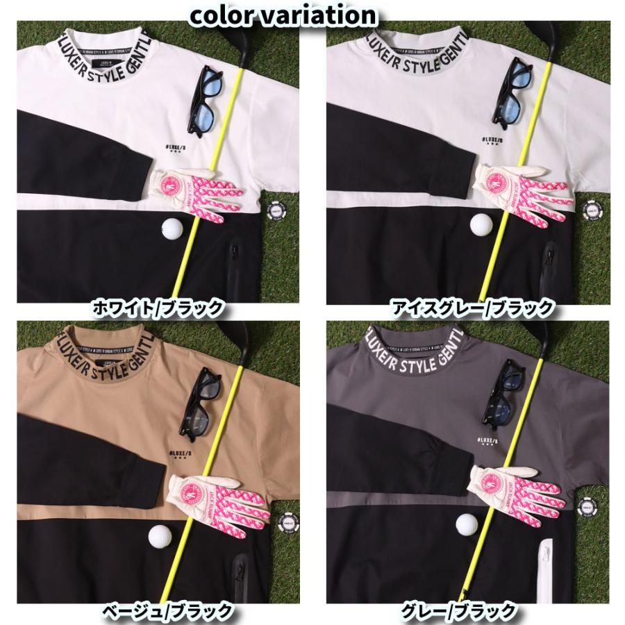ラグジュゴルフ LUXE/R  GOLF ゴルフウェア メンズ レディース 長袖 切り替え モックネック 撥水加工 ストレッチ ブロード ユニセックス ロンT ゆったりサイズ | LUXE/R | 09