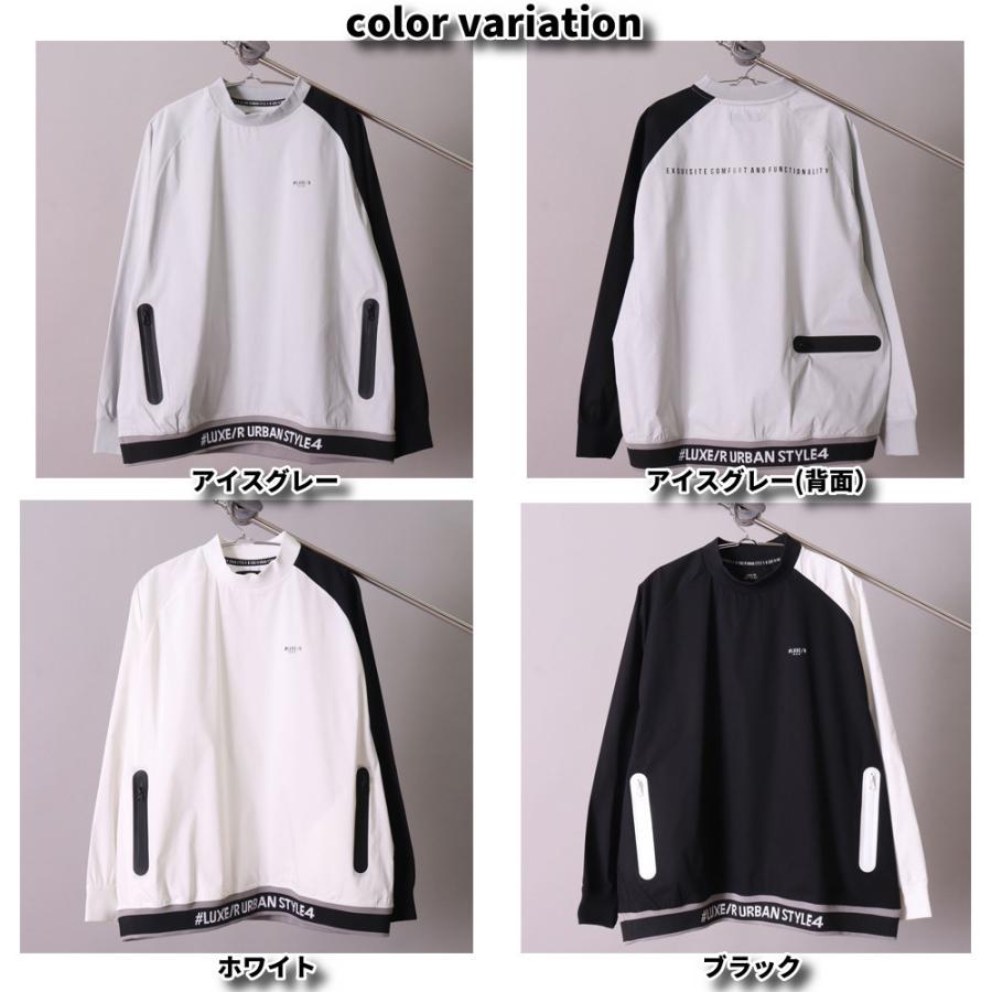 ゴルフウェア メンズ レディース 長袖Tシャツ ラグラン 切り替え ラグジュゴルフ LUXE/R  GOLF モックネック 撥水加工 ストレッチ ロンT ゆったりサイズ | LUXE/R | 10