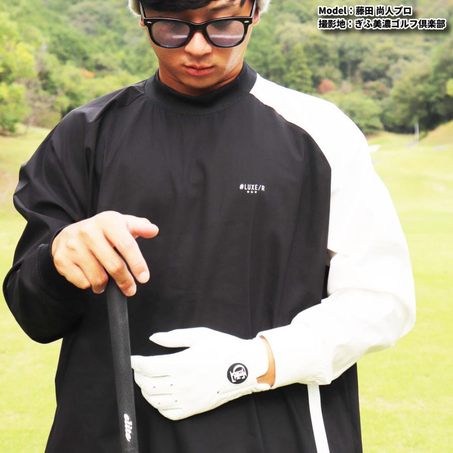 ゴルフウェア メンズ レディース 長袖Tシャツ ラグラン 切り替え ラグジュゴルフ LUXE/R  GOLF モックネック 撥水加工 ストレッチ ロンT ゆったりサイズ | LUXE/R | 06