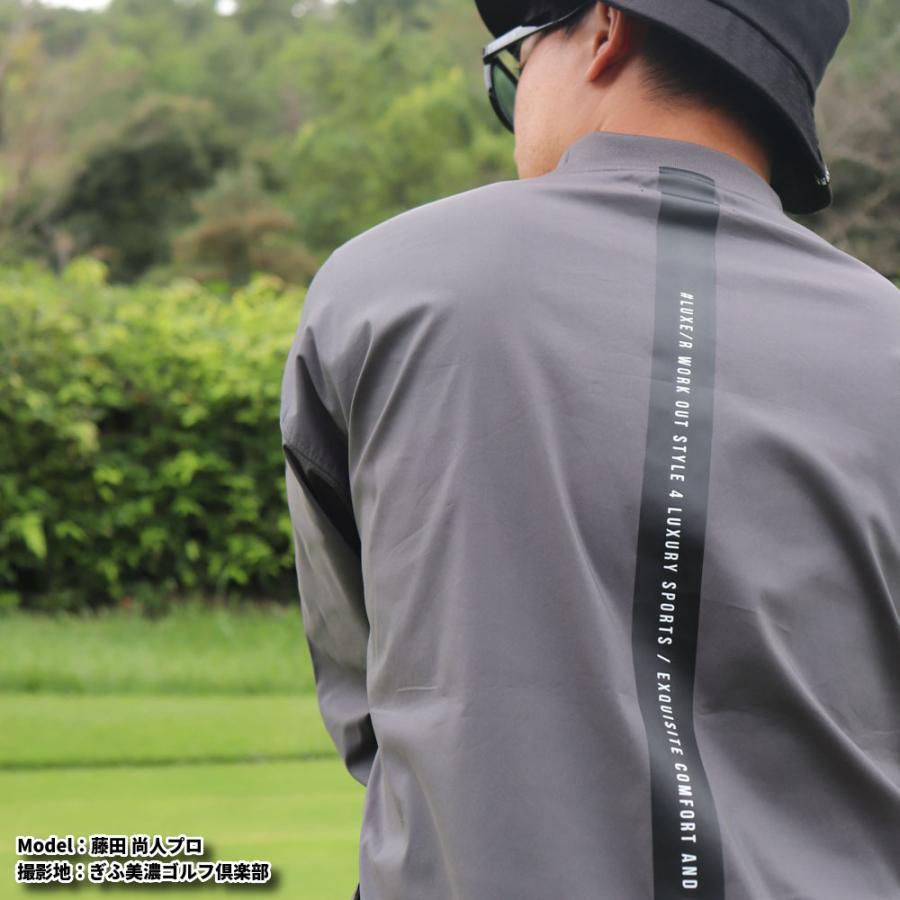 ゴルフウェア メンズ レディース 長袖Tシャツ バックライン ワキポケット ラグジュゴルフ LUXE/R  GOLF モックネック 撥水加工 ストレッチ ロンT ゆったりサイズ | LUXE/R | 05